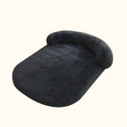 Panier pour chien en tissu doux noir avec coussin dense et bord surélevé