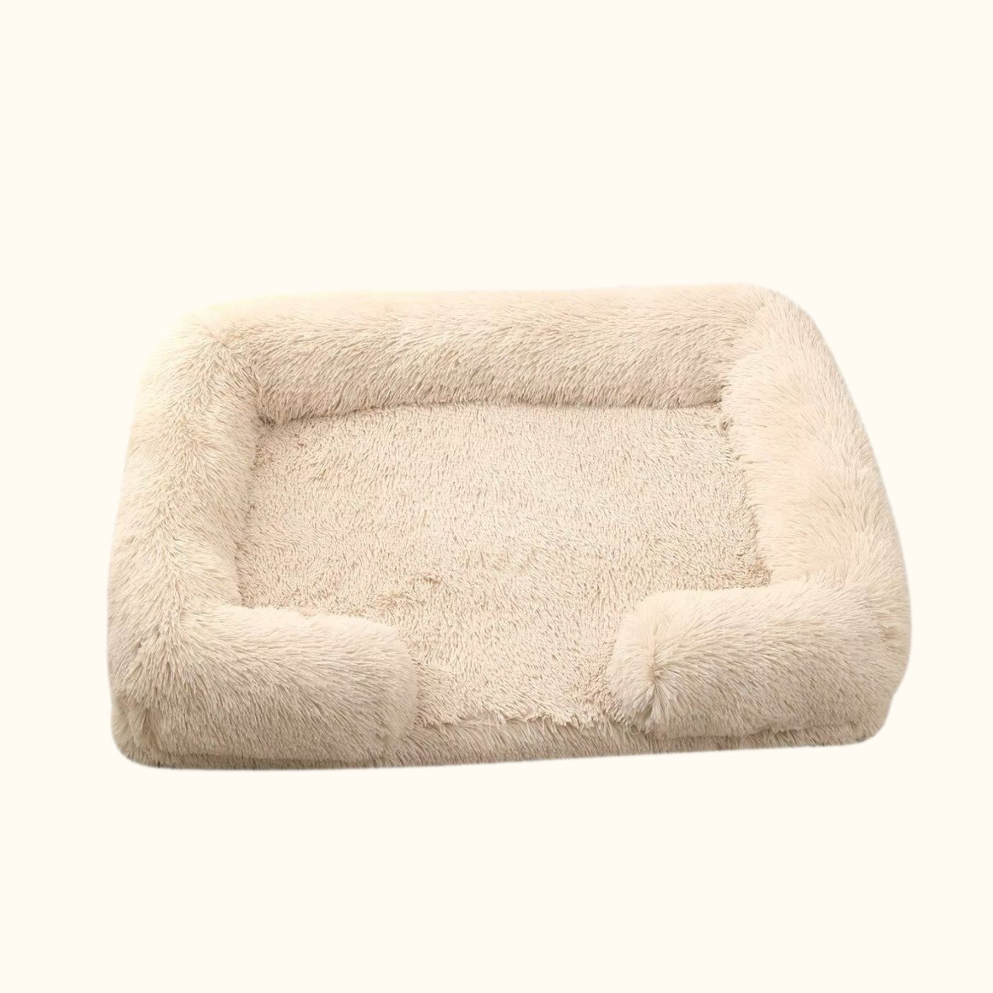 Panier pour chien orthopédique beige en mousse à mémoire de forme avec housse lavable