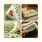 Détails du panier à mémoire de forme pampas, montrant la housse, le logo et le revêtement