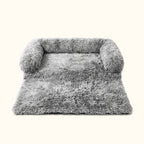 Protection de canapé pour chien argent à poils longs, avec rebords moelleux sur trois côtés