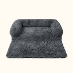 Protection de canapé pour chien gris foncé à poils longs, avec rebords moelleux sur trois côtés