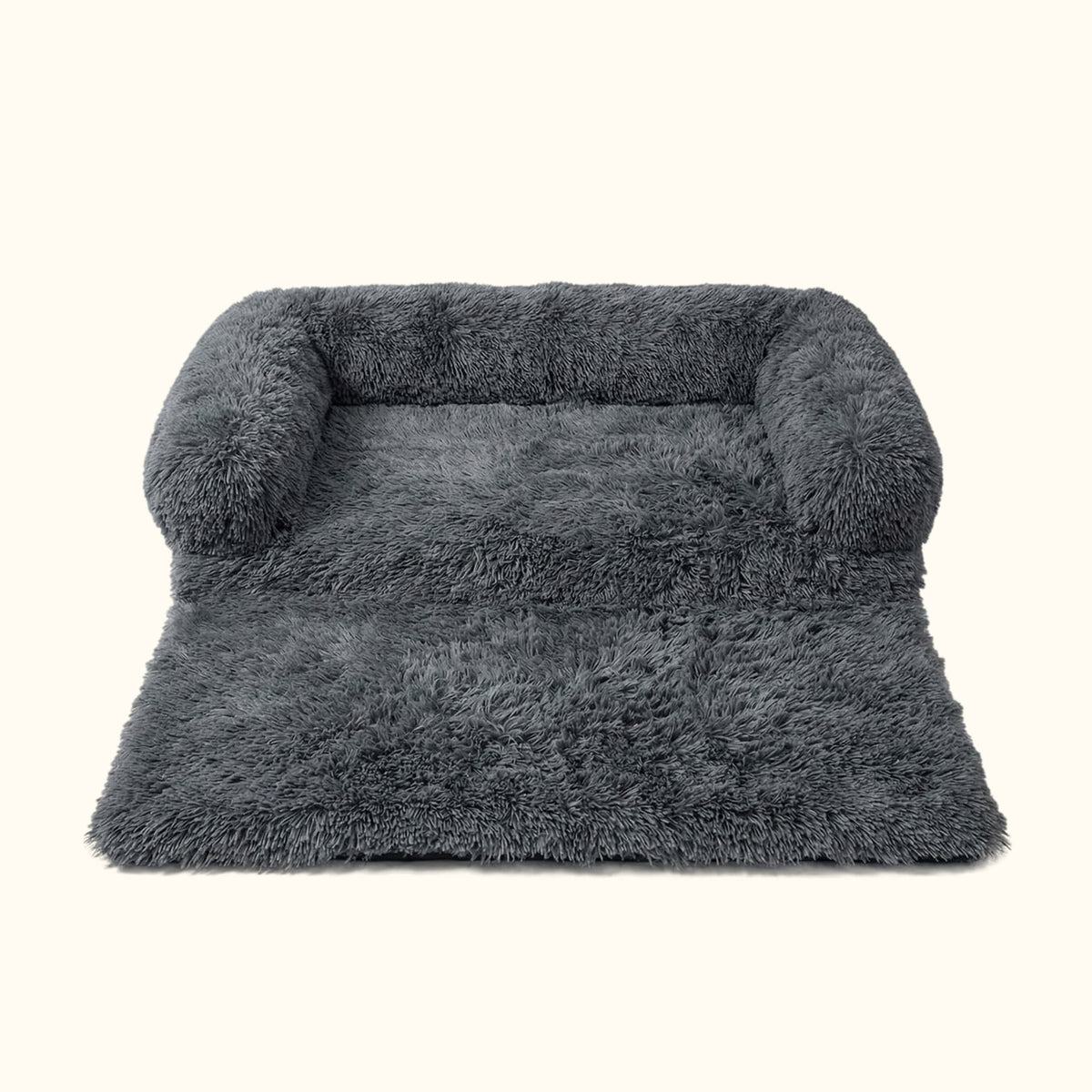 Protection de canapé pour chien gris foncé à poils longs, avec rebords moelleux sur trois côtés